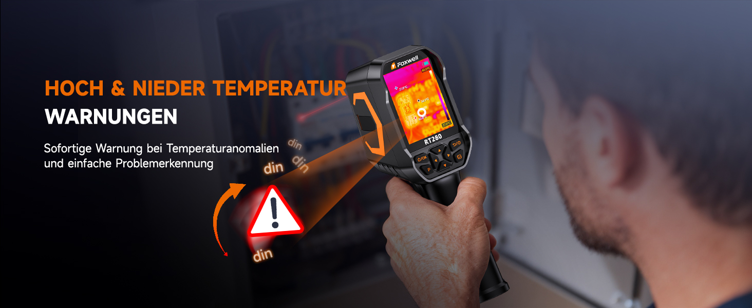 Тепловізор FOXWELL RT280: Портативна інфрачервона камера з LCD-екраном 2.8', роздільна здатність 320x240, діапазон температур -20°C до 550°C, 8GB пам'яті, функція PC-аналізу та відеозапису