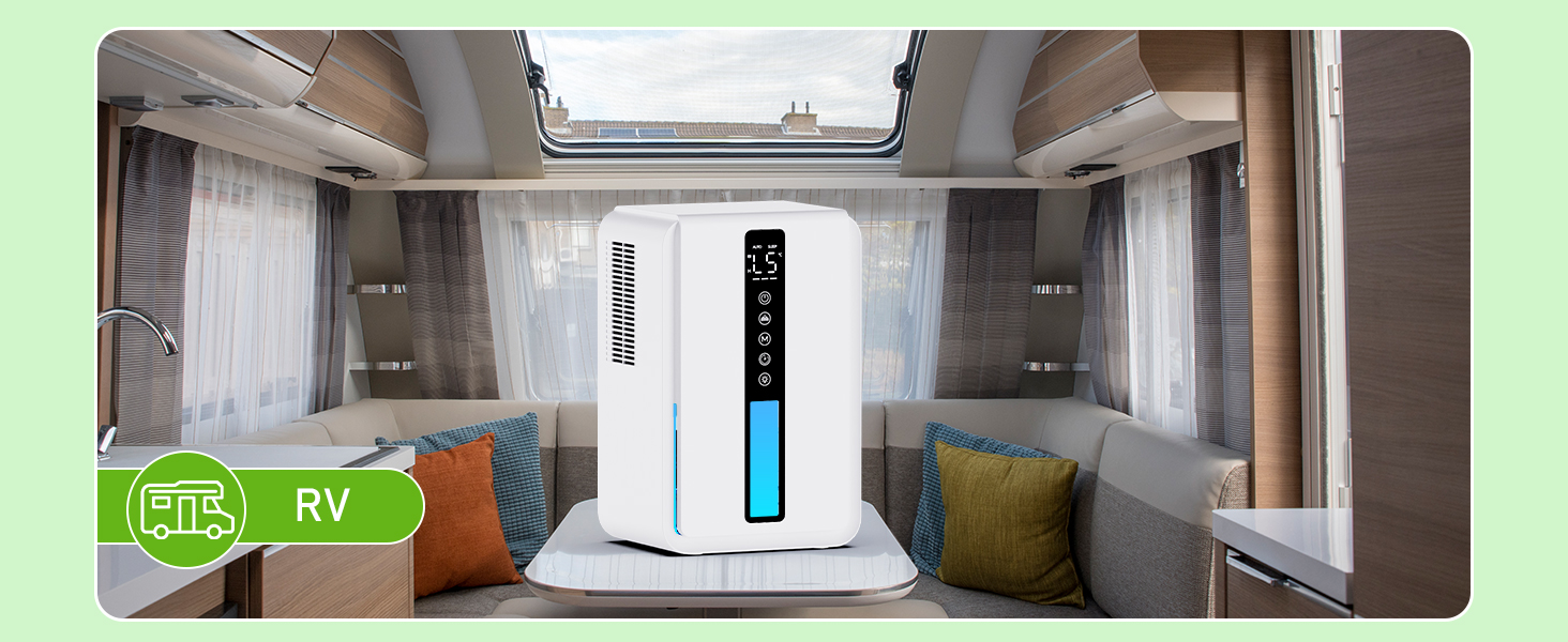 Електричний осушувач повітря 1.8L з антизаморожувальним захистом, 2 швидкості та 2 режими, таймер 48H, RGB підсвітка, для спальні, ванної кімнати та гуртожитку (2500 мл)