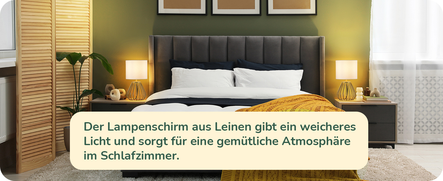 EDISHINE Настільна лампа, сучасний дизайн, індустріальний стиль, Е14 цоколь, вінтажна, для спальні/вітальні, бежево-чорна (льон + золото)