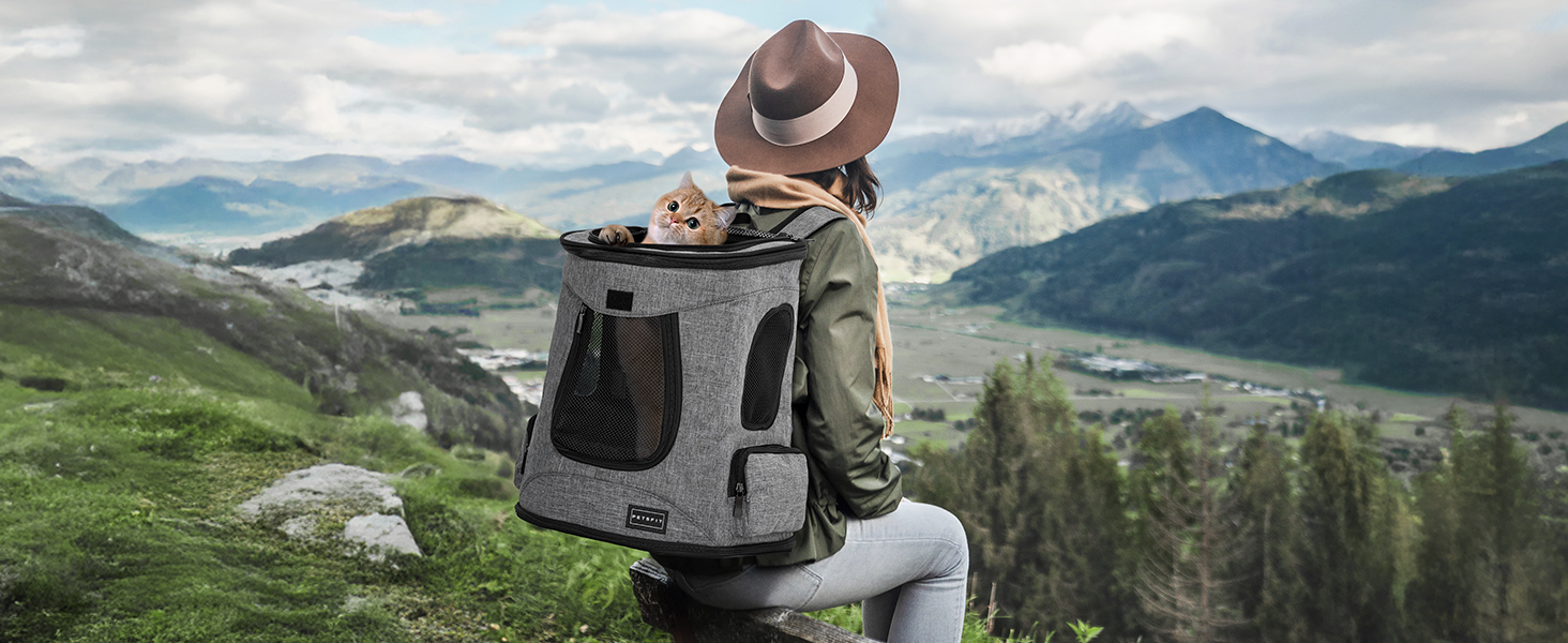 Рюкзак для котів та собак Petsfit - сірий, до 5 кг, з сіткою, для прогулянок
