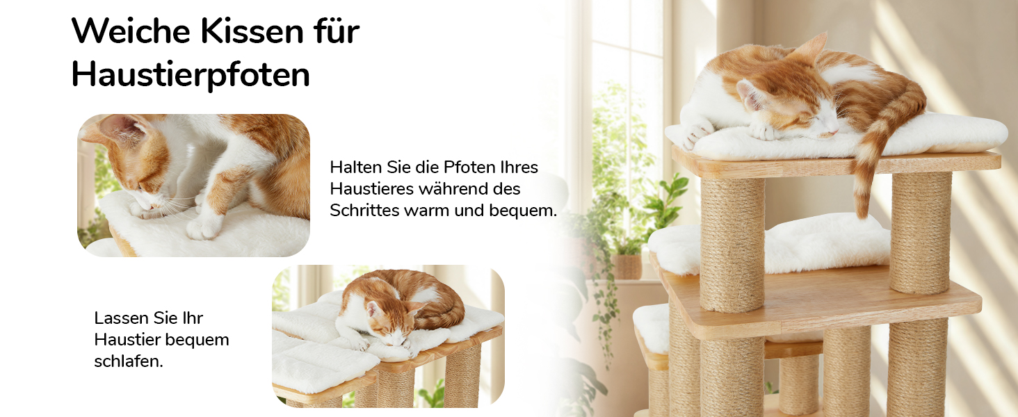 Сходинки для собак FUKUMARU, 3 сходинки, для домашніх тварин, з натурального гумового дерева та джуту, регульована висота 18-51 см, витримує до 90 кг, знімний м'який килимок, 6 варіантів комбінації, білий килимок