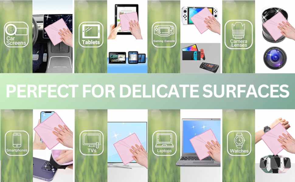 Серветки для чищення з мікрофібри Eco-Fused, 5 шт. - двосторонні - для смартфонів, LCD-телевізорів, планшетів, екранів ноутбуків, об'єктивів камер (рожеві, 17 x 16 см)