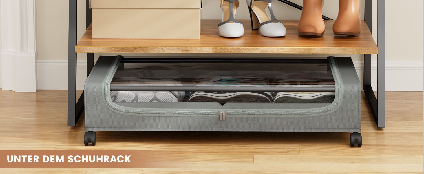 Коробки для зберігання під ліжко PHINOX з роликами, сірі, 2 шт (74x42x16 см) - коробки-органайзери для одягу, взуття, іграшок з прозорою кришкою