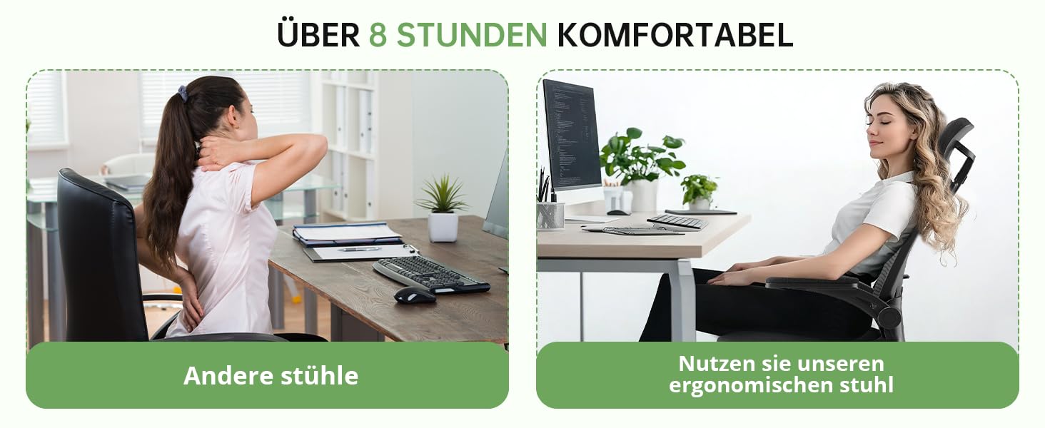 Офісне крісло Synorla: ергономічне, чорне, з регульованою підтримкою попереку та підголівником (150 кг)