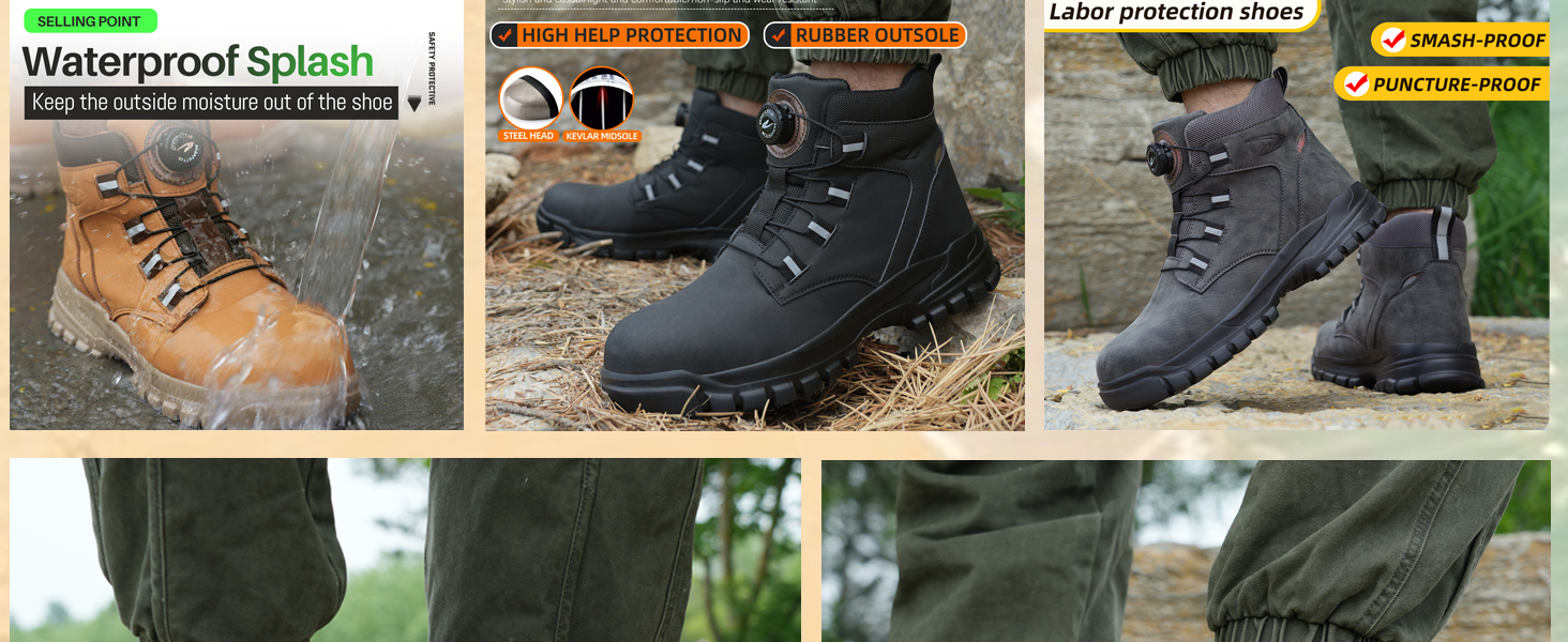 Черевики безпеки чоловічі/жіночі, водонепроникні робочі черевики, високі, з металевим підноском, антиковзаючі, легкі, чорні, з поворотним замикачем, 43 EU