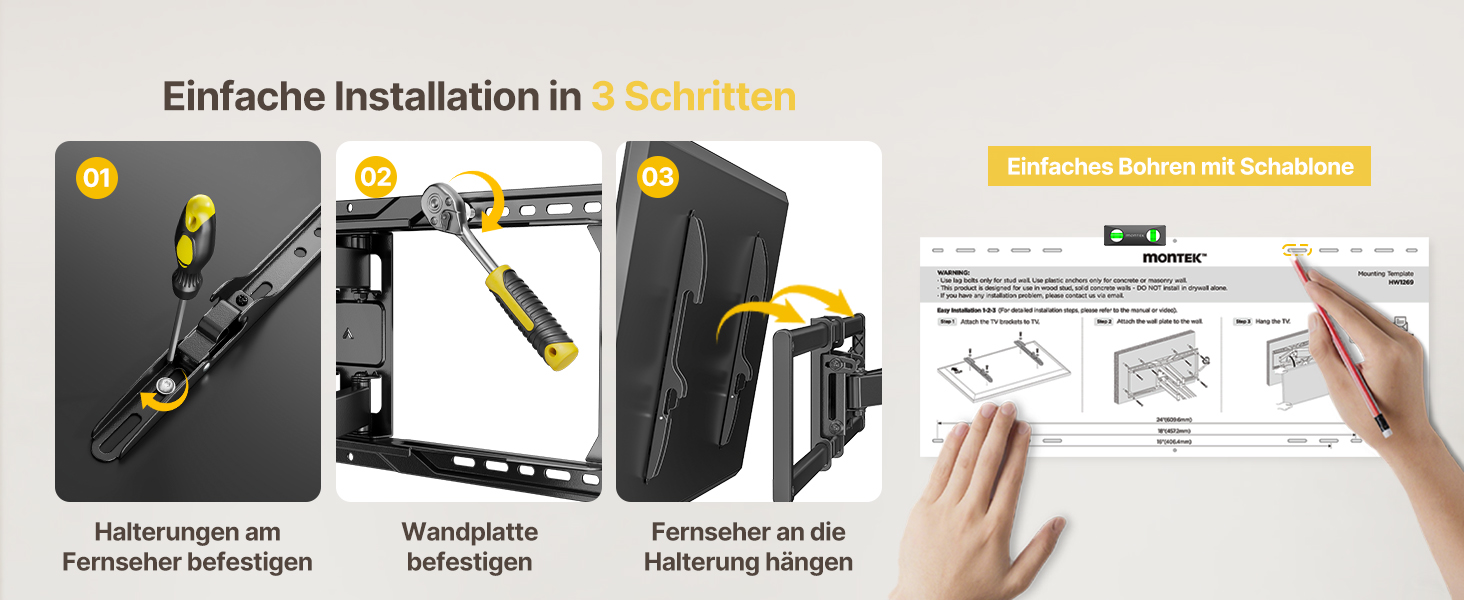 Настінна кріплення для телевізора monTEK, 37-90 дюймів, до 75 кг, з подвійними шарнірними руками, регулювання нахилу, поворот і витягування, VESA 600x400