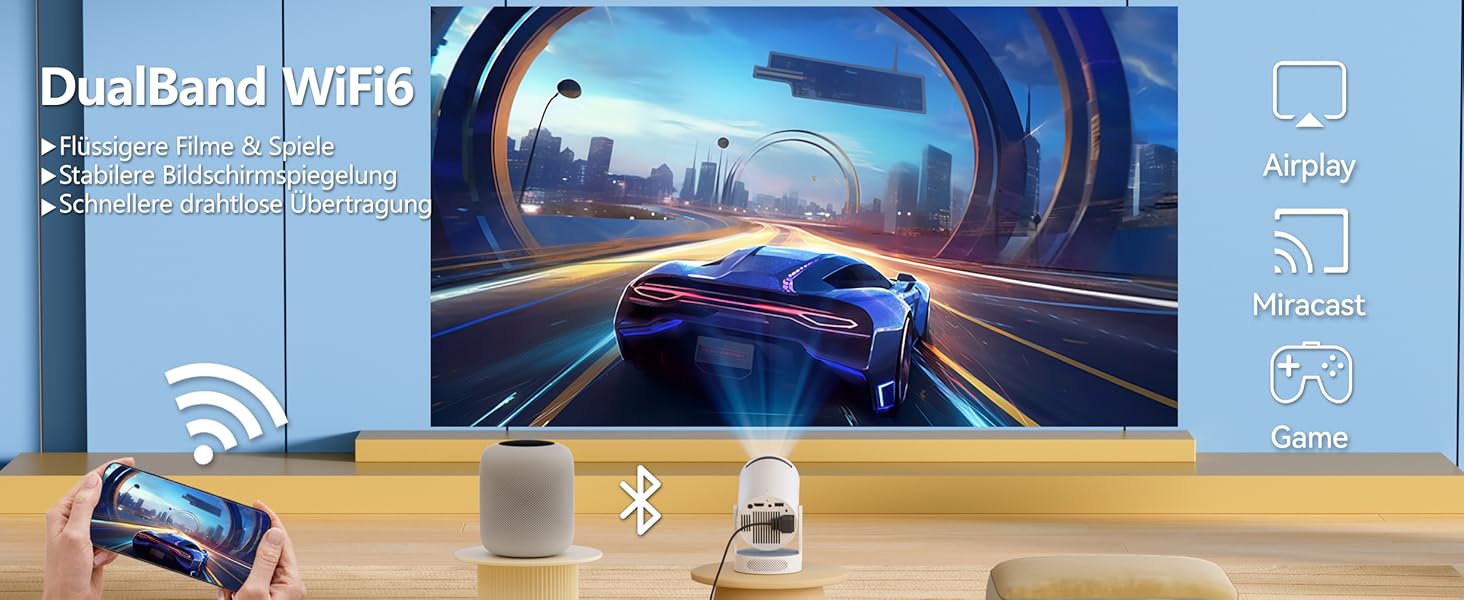 Розумний міні проектор HY300 PRO HIFI: Android 11, FHD 1080p, 4K, 300 ANSI Lumen, WiFi 6, Bluetooth 5.0, для дому та кіно