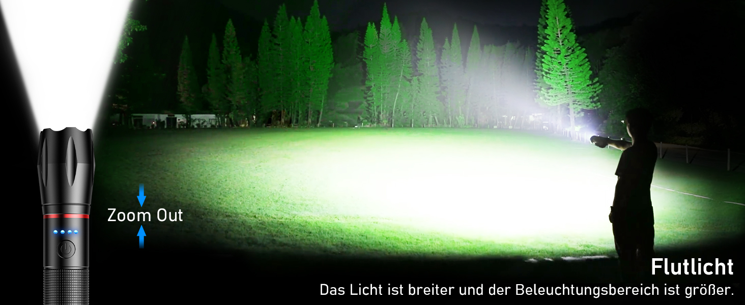 LED ліхтарик Blukar: надпотужний, з зумом, 5 режимів, водонепроникний IPX6, для кемпінгу, риболовлі та активного відпочинку
