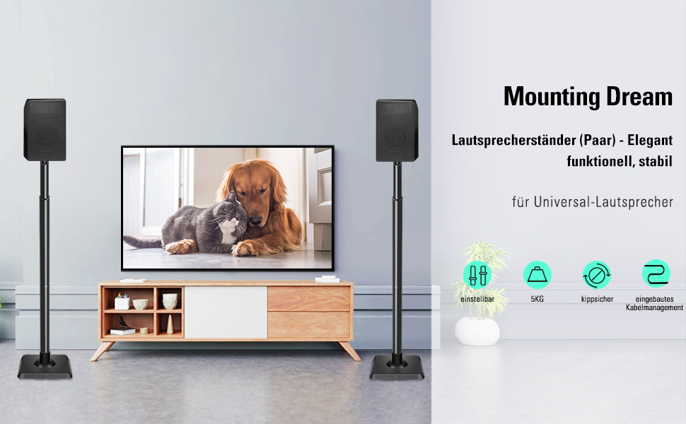 Підлогові стійки для сателітної акустики Mounting Dream, регульована висота, до 5 кг, 2 шт.