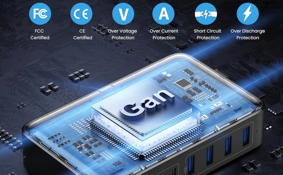 Зарядний пристрій USB-C 620W, 10 портів, швидка зарядка PD PPS 100W, для MacBook Pro/Air, iPad, iPhone 16/15/14/13/12 Pro Max, Samsung (чорний)