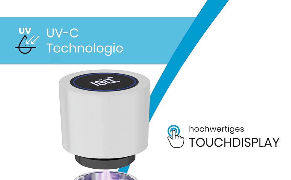 Розумна пляшка для води Smardy DropUp 500 мл синього кольору з самоочищенням та UVC-стерилізацією. Нержавіюча сталь, з нагадуванням про воду.