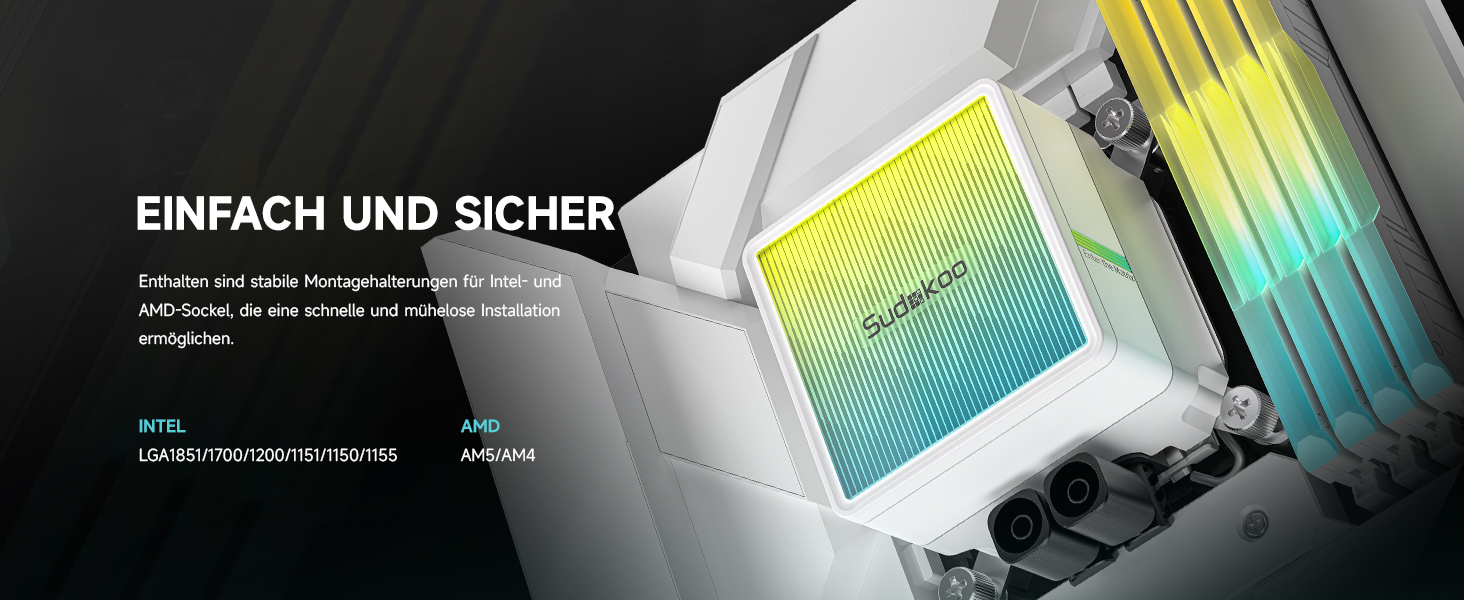 Система водяного охолодження CPU Sudokoo NEXAURA 240: 360мм AIO з 3 вентиляторами PWM ARGB, тиха помпа 2500-3600 RPM, підтримка Intel LGA 1851/1700/1200/115X, AMD AM5/AM4, TDP 300W