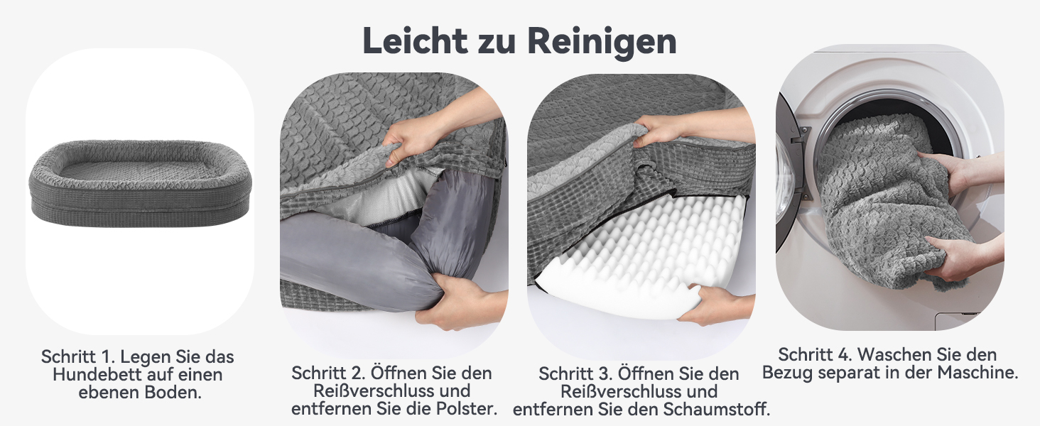 Ортопедичне ліжко для собак середнього розміру Pawk, з чотирибічною подушкою для шиї, з memory foam, водонепроникне, неслизьке, знімне та пральне, сіре, розмір L-L 89 x 63 x 18 см