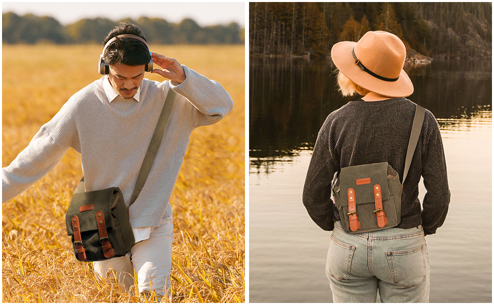 CADeN Ретро сумка для камери на плечі для Sony Canon, водонепроникна, для DSLR та беззеркальних камер, легка та компактна (коричнева)