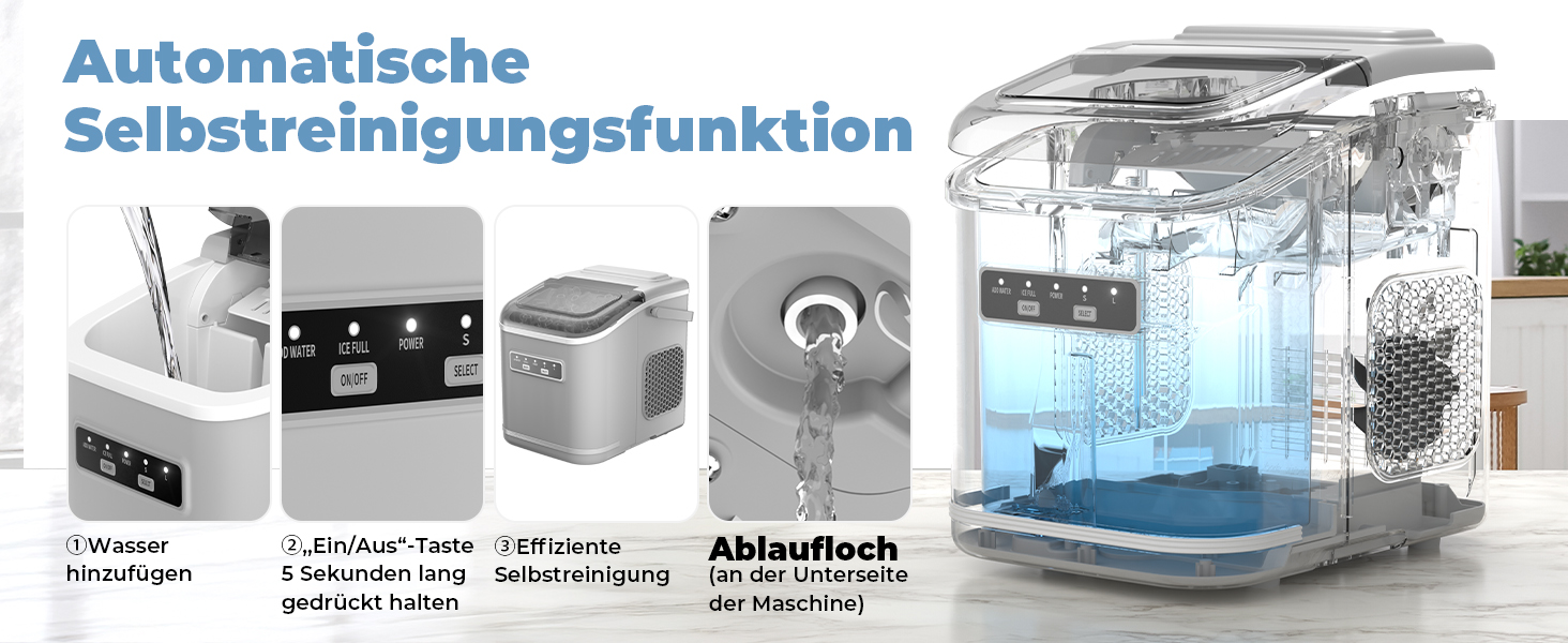 Машина для приготування льоду Ice Maker: 9 кубиків за 6-8 хвилин, 12 кг на добу, самоочищення, сірий колір. Ідеально для кухні, офісу, бару та вечірки