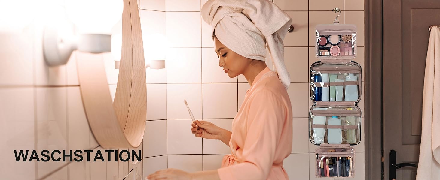 Чоловіча/Жіноча косметичка-органайзер для подорожей з прозорим відділенням, для зберігання косметики та туалетних аксесуарів, чорного кольору