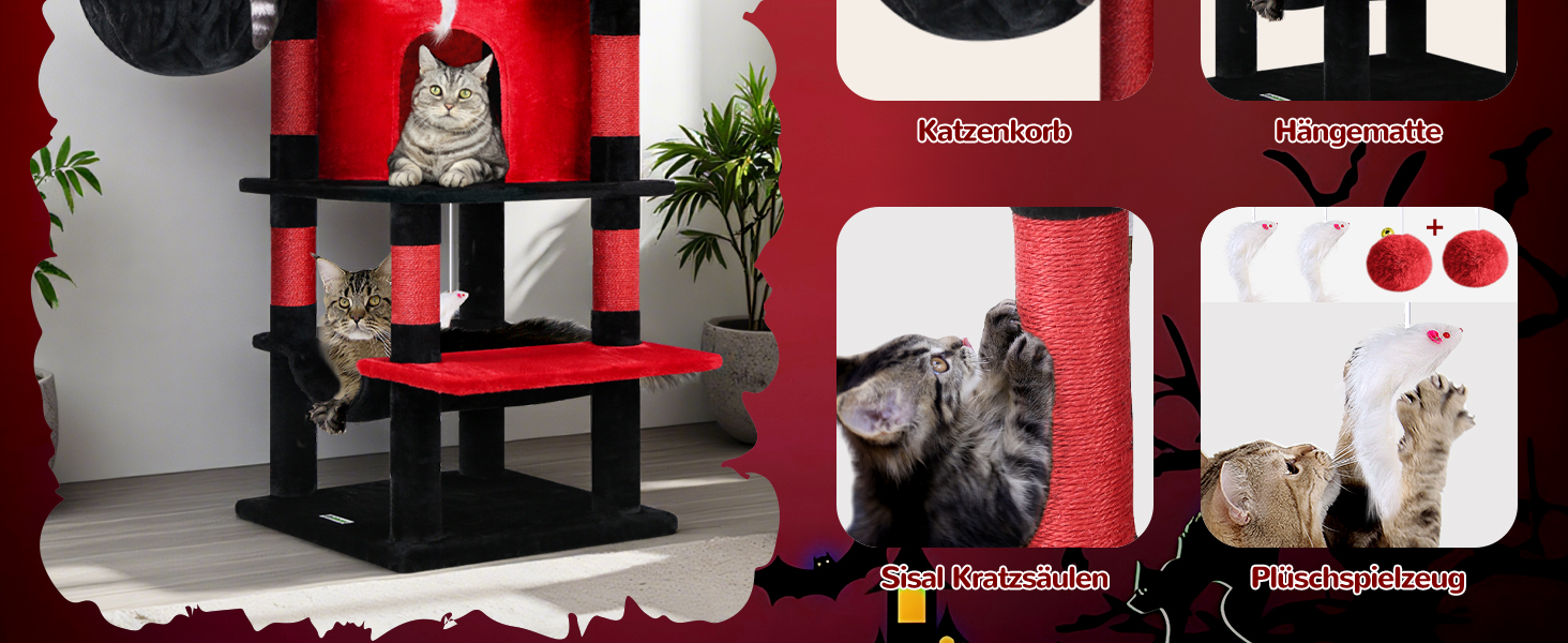 Котячий будиночок Globlazer з когтеточкою, 167 см, кутовий, для 3-4 котів, з будиночком, гамаком, платформою та м'яким кошиком