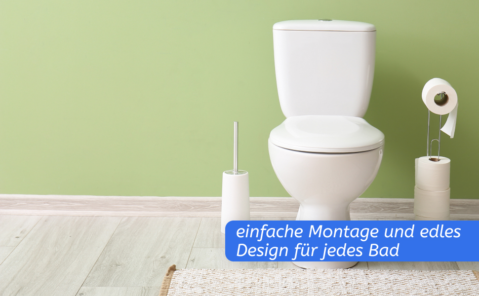 Щітка для унітазу Bamodi з тримачем – вільна щітка з довгим руків'ям та жорсткою щетиною для ретельного та легкого прибирання – ідеальна для ванної кімнати та гостьового туалету (Матовий Чорний, 1)