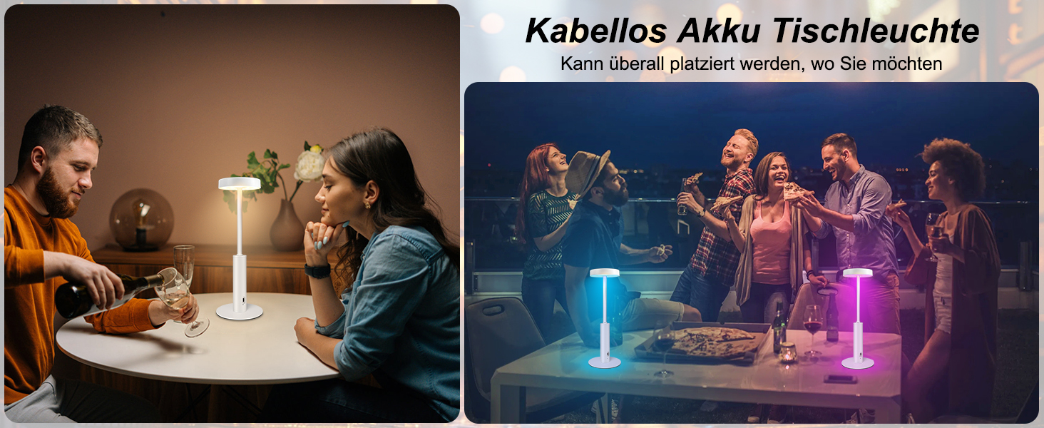 Бездротова LED лампа для столу з регулюванням кольору та яскравістю, сенсорне керування, для дому та кафе