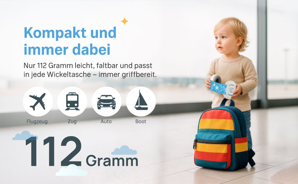 Навушники для захисту вух дитини 3-6 років - комфортні, сертифіковані CE, білий/блакитний. Захист від шуму для концертів, подорожей та повсякденного використання. Без тиску на велике джерельце.