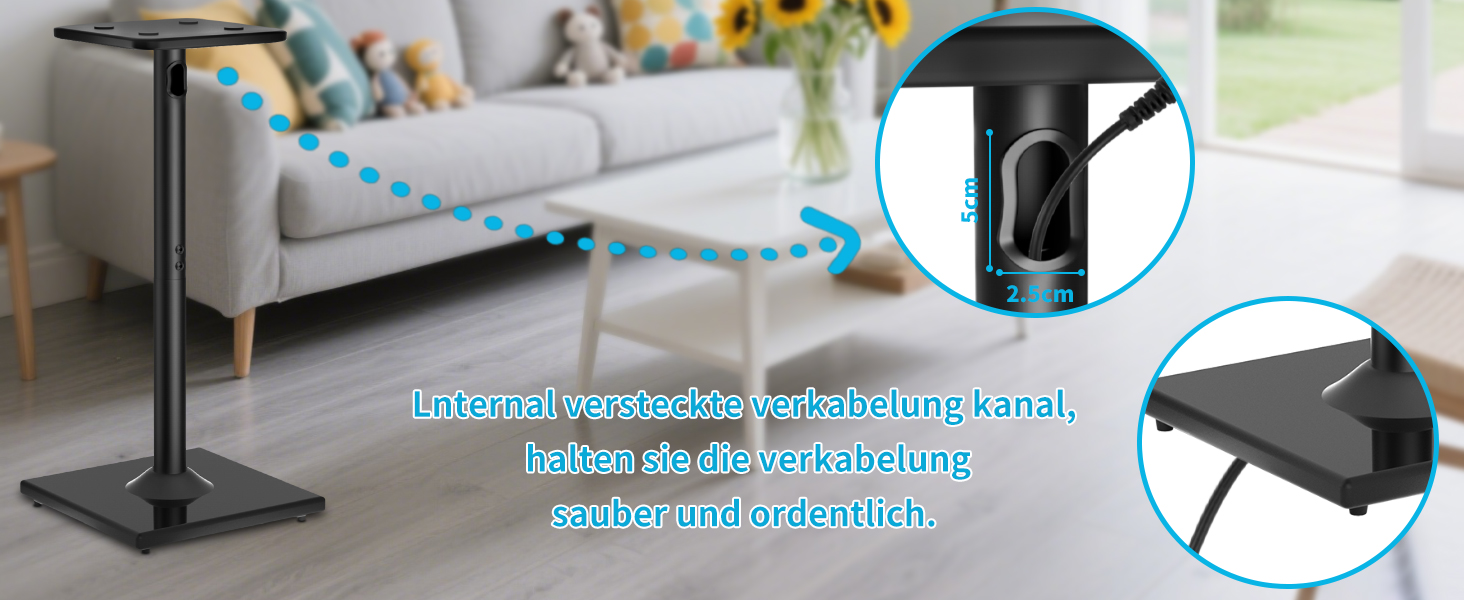 Підставка для акустики, регульована висота, 1 пара, для сателітної та поличкової акустики, до 5 кг, з кабелепроводом (SB-202-висота не регулюється)