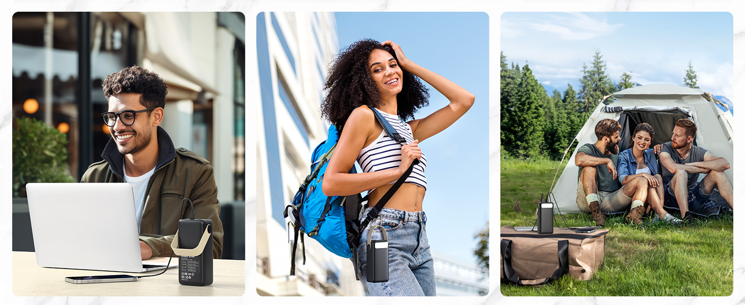 Портативний зарядний пристрій Power Bank 60000mAh з LED-ліхтариком, 22.5W, PD20W, для iPhone/Android, чорний