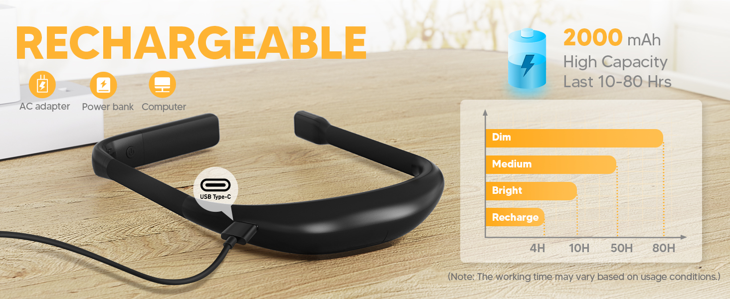 LED лампа на шию для читання та рукоділля Buch - 3 кольори, чорна