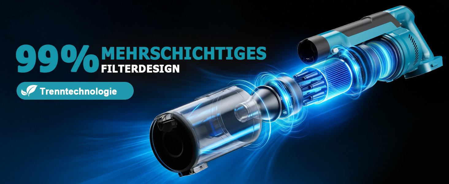 Бездротовий акумуляторний пилосос 700W з 2 акумуляторами 4.0 Ah, LED-дисплеєм, щіткою проти ковтунів, об'ємом 2L, синього кольору. Підходить для килимів, шерсті тварин та твердих підлог.