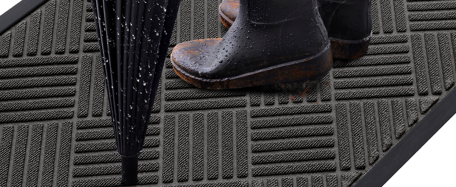 Килимок для дому та вулиці 43 x 75 см, силіконовий, антиковзаючий, пилозахисний, для входу, балкону, тераси - темно-сірий