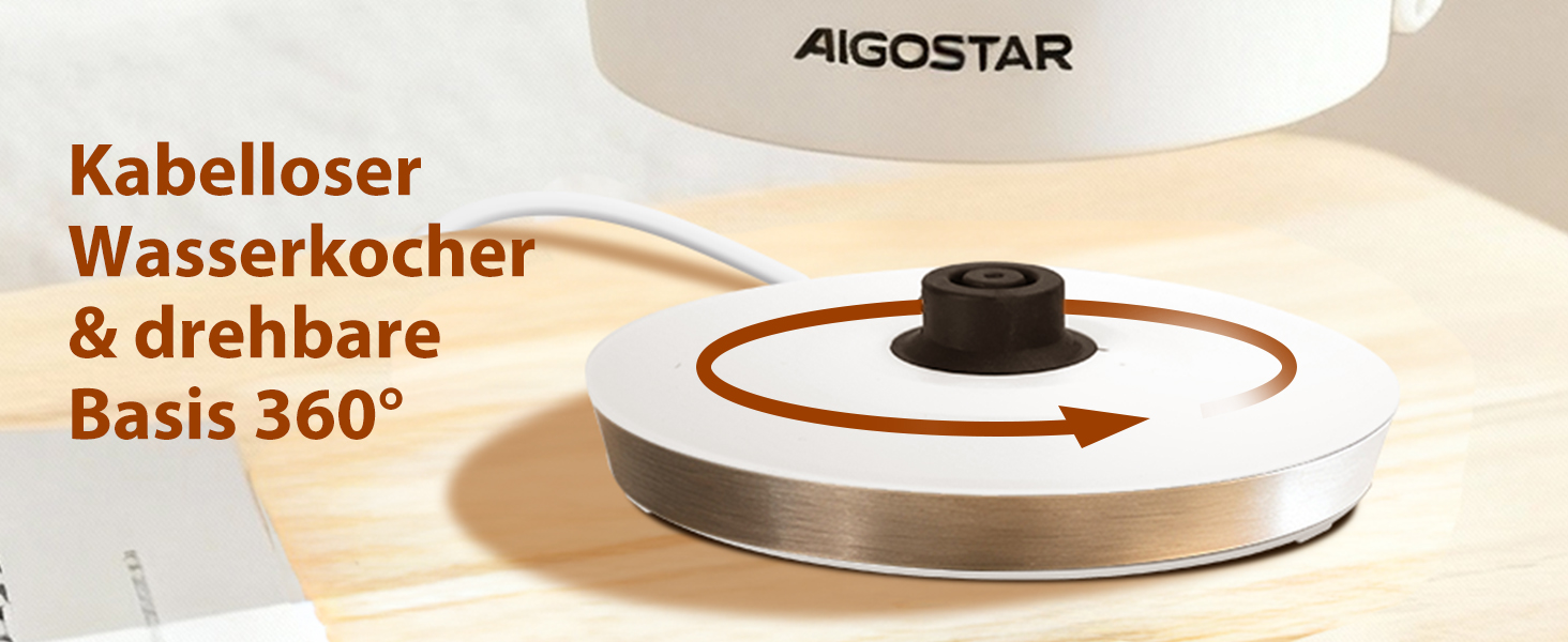 Електричний чайник Aigostar 1.7 л, 2200 Вт, зі скляною колбою, LED-підсвічуванням, без BPA, з фільтром від накипу, чорний (Eve)