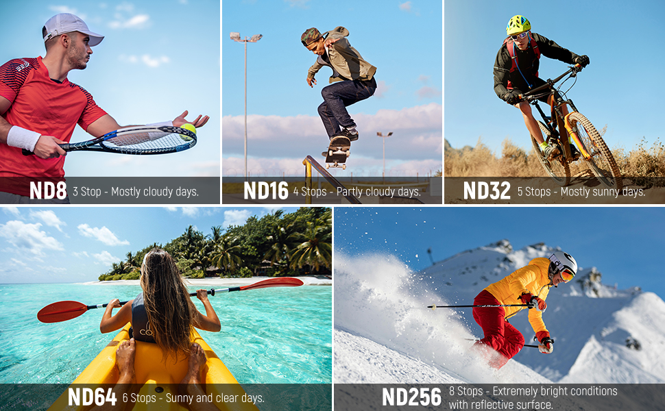 Набір фільтрів NEEWER CPL та ND для DJI Osmo Action 4/Action 5 Pro (4 шт.): CPL, ND8, ND16, ND32. Сумісний з DJI Osmo Action 4/Action 5 Pro. Фільтри для екшн-камери, з багатошаровим покриттям.