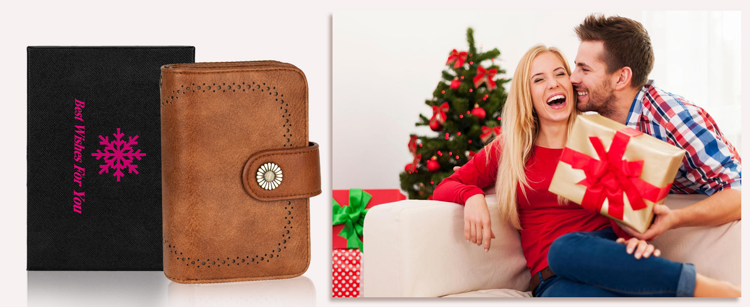 TEUEN Women's Wallet Large Capacity PU Leather Vintage Card Holder Purse Organizer Wallet Medium Size with RFID Blocking and Multiple Compartments