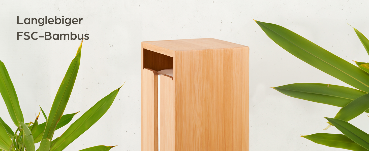 Підставка для туалетного паперу з бамбука Praknu - тримач на 4 рулони з кришкою на магніті, FSC-дерево, економія місця, антиковзаюча