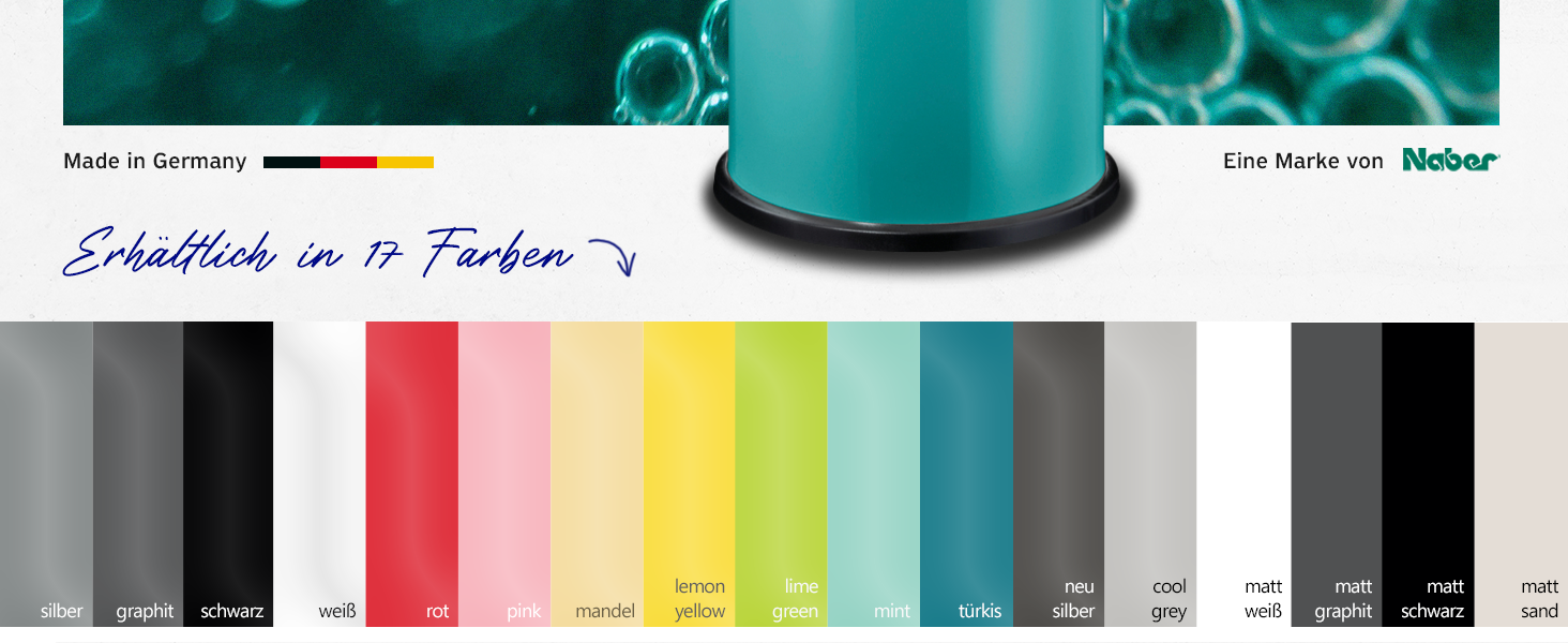 Відро Wesco Pushboy 50 л, сталь з порошковим покриттям, велика кришка з нержавіючої сталі, знімний внутрішній контейнер (Турквіс)