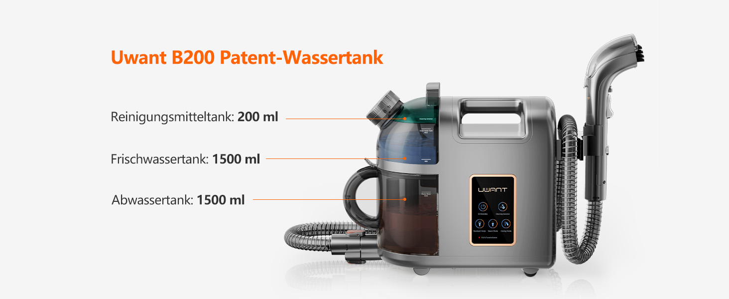 Пристрій для чищення м'яких меблів Uwant B200, 1900W, з функцією пароочищення | Для килимів, диванів, штор, одягу