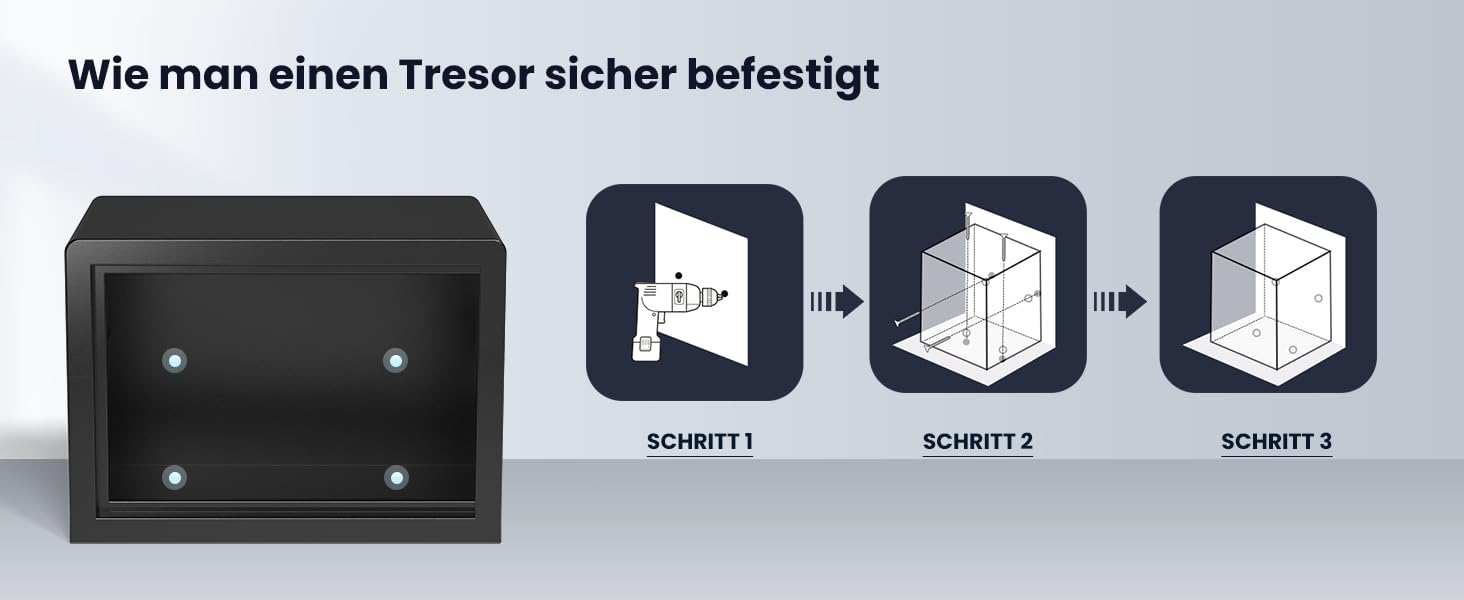 Сейф Grimtron з біометричним сканером відбитків пальців, 22л, LED-підсвічування, тихий режим, антивандальний, з нержавіючої сталі, чорний