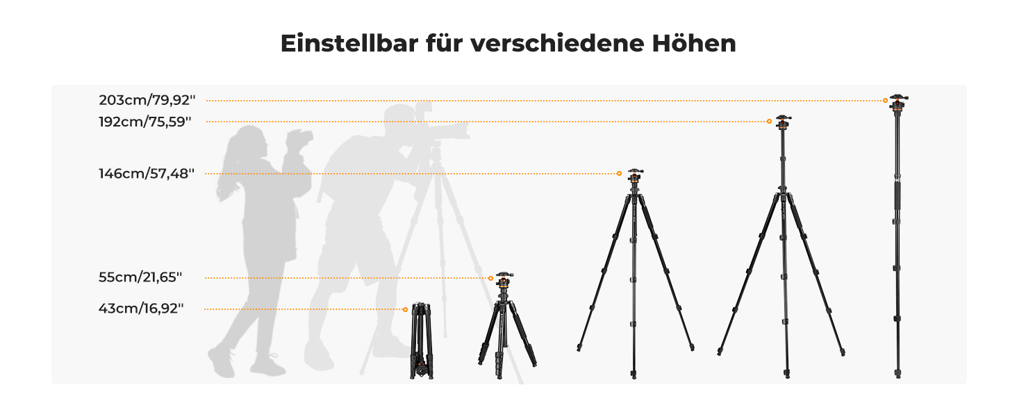 Штатив K&F Concept S255A3+BH-36, 190 см, для камери/DSLR/Camcorder, з тримачем для смартфона/планшета, чорний