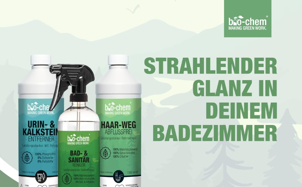 Набір засобів для чищення ванної кімнати, душу та унітазу bio-chem Basic-Set, 3 предмети