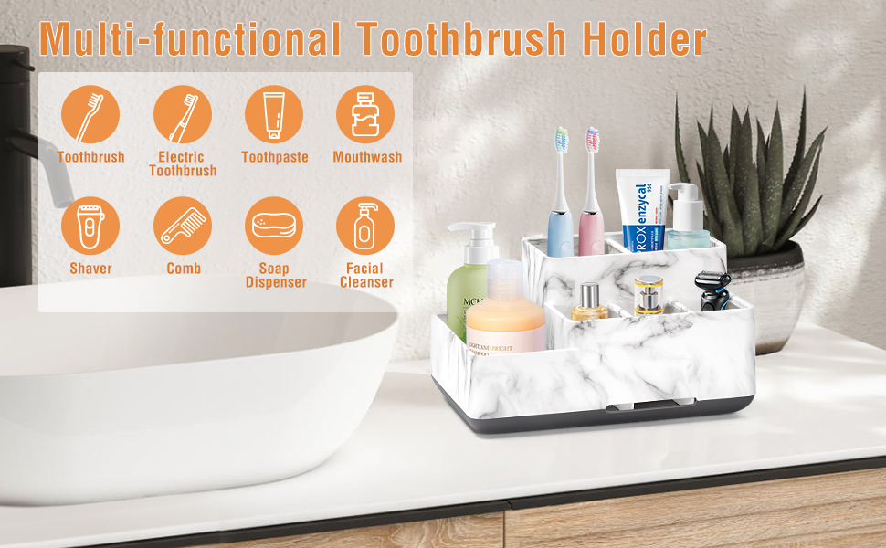 Підставка для зубних щіток, органайзер для ванної кімнати з 6 відділеннями, електрична, з дренажними отворами, для сім'ї