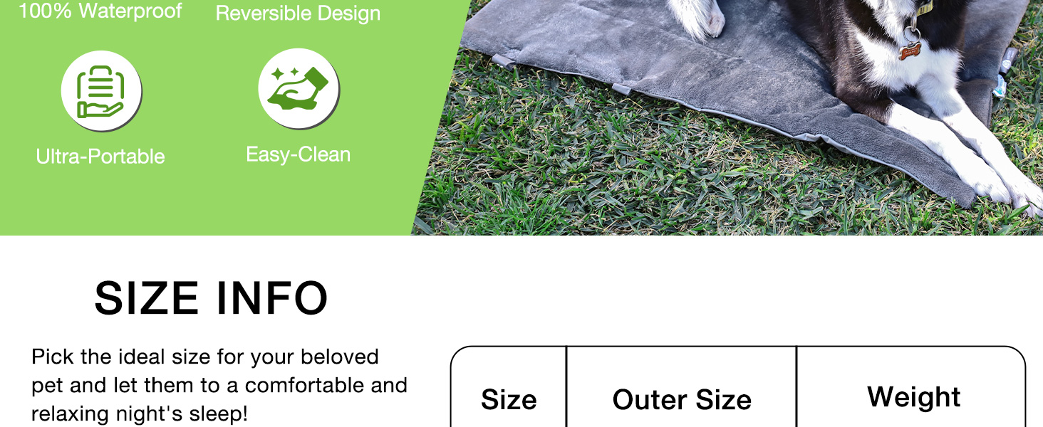 Водонепроникний килимок для собак Pawsse 80 x 60 см - зручний для подорожей, авто та кемпінгу