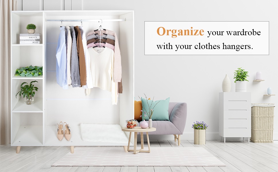 2 шт. Плечики для одягу економії місця з неслизьким покриттям. Організація шафи та зберігання для пальто, штанів, шарфів, краваток. Cxeuhk022bk2