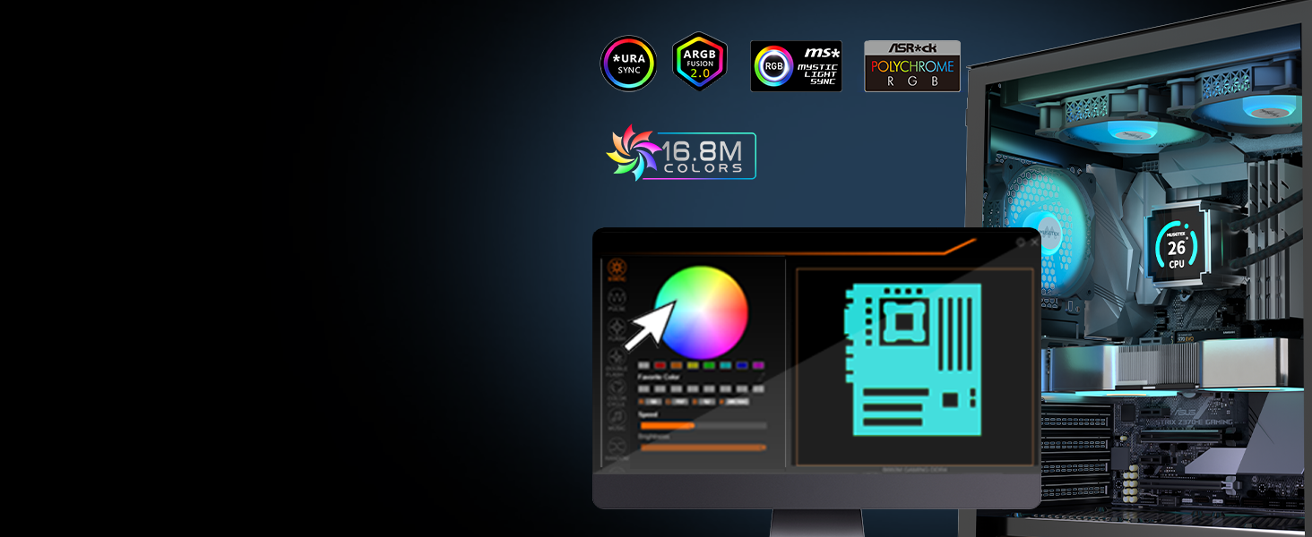 Корпус ПК MUSETEX G07 ATX з 6 вентиляторами ARGB, USB 3.0, чорний, Mid Tower для геймінгу