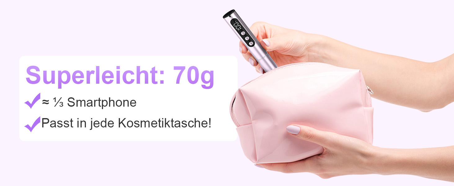 Електричний фрезер для нігтів бездротовий - 12 в 1, 35000 об/хв, для гелю, акрилу, манікюру та педикюру, фіолетовий