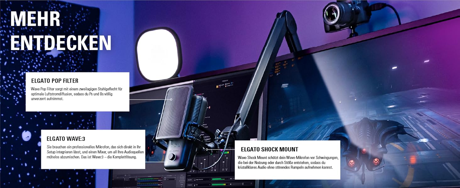 Elgato Wave: Кріплення для мікрофона з кабелями - для стрімінгу, подкастів, геймінгу та офісу