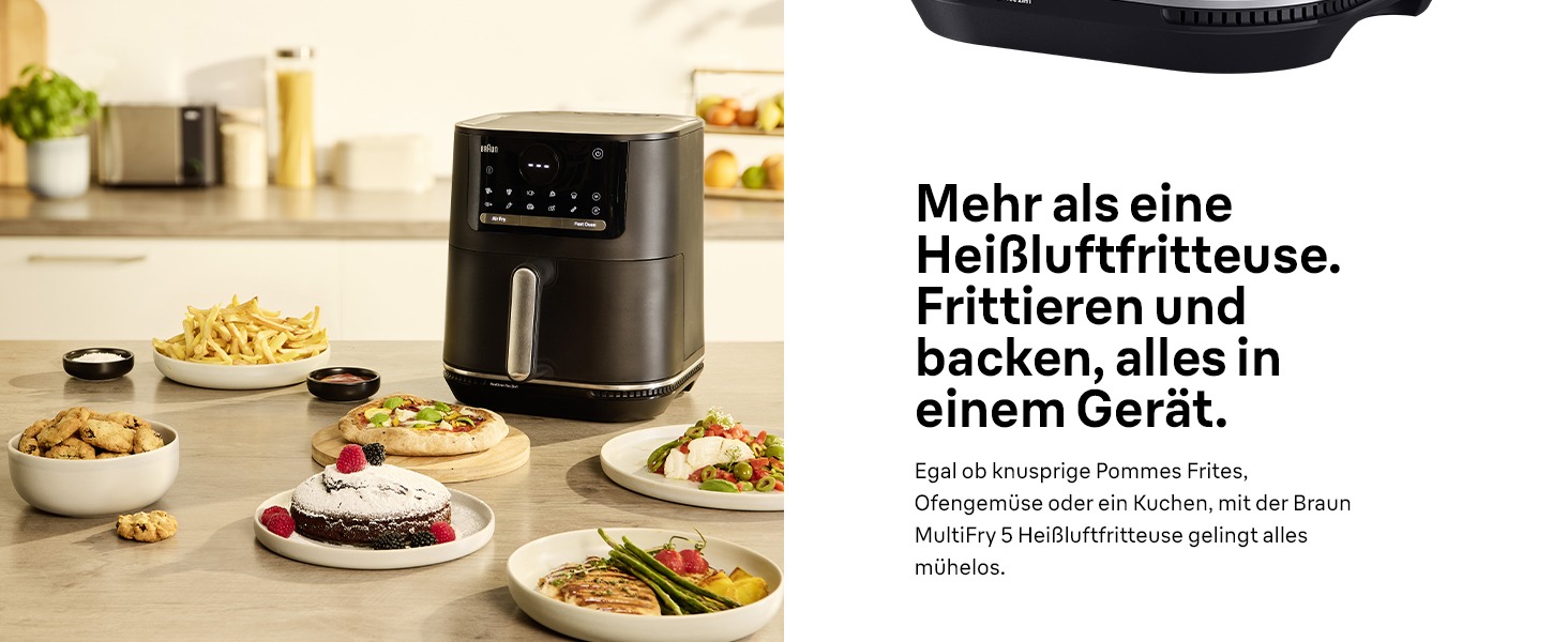 Фритюрниця електрична Braun MultiFry 5 HF5030 6л з технологією RealAir, чорна - Аерофритюрниця без PFAS, сенсорне управління, 1700 Вт