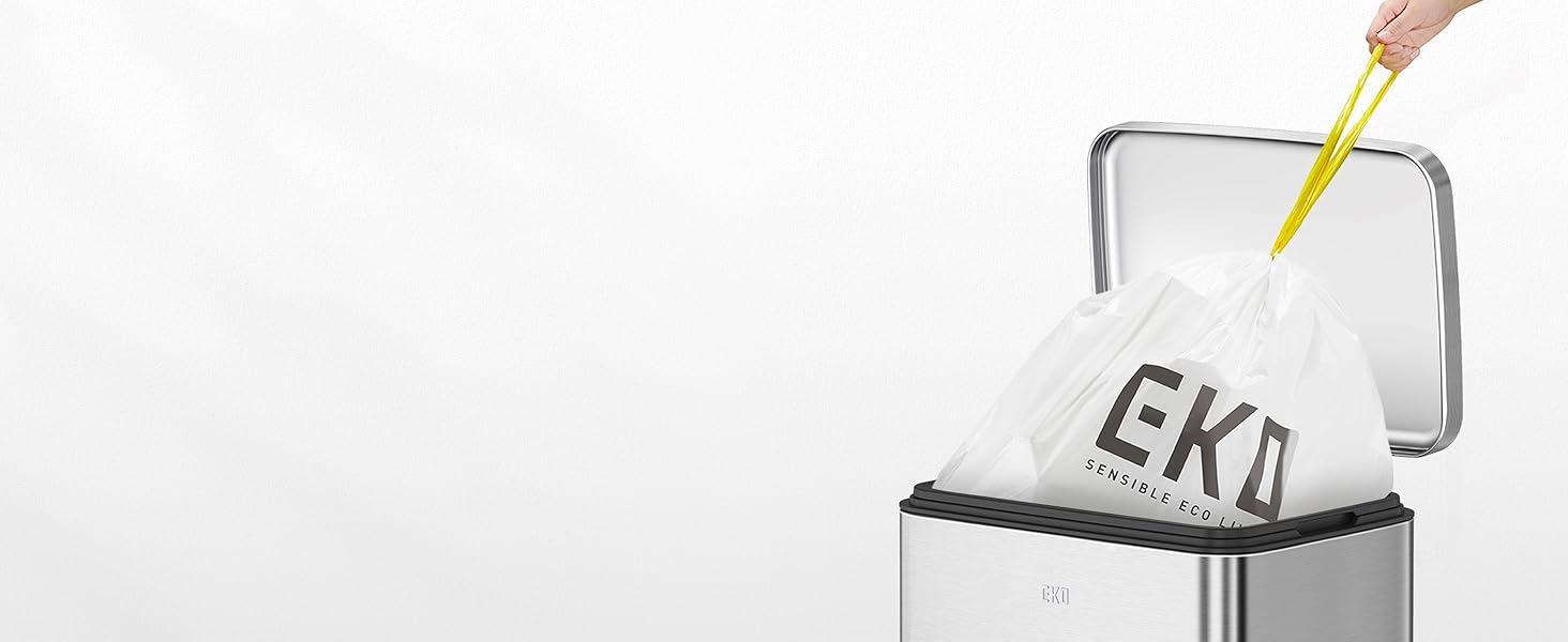 Відро для сміття EKO Madison 30л з м'яким закриттям кришки, нержавіюча сталь, знімний внутрішній відерце, стійке до відбитків пальців, з 20 мішками для сміття 30л