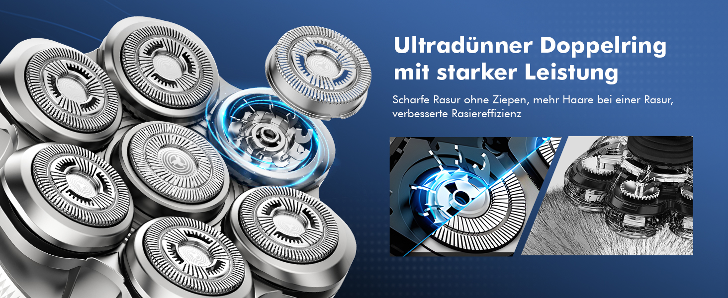 Електрична бритва для гоління голови Glatzen Herren, бездротова, для сухого та вологого гоління, з гнучкою голівкою та магнітною насадкою