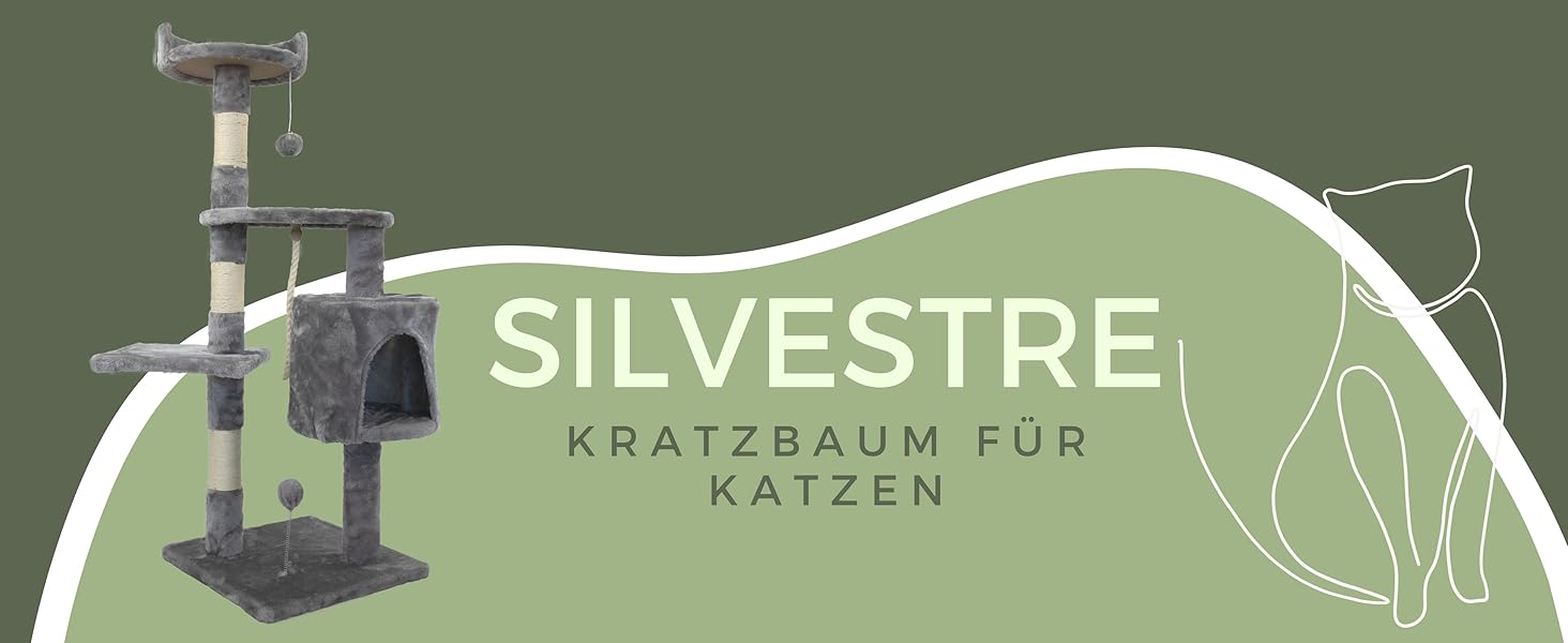 Дряпальня для котів Mobiclinic® Pets Silvestre, середній розмір, сіра, з платформами та сходами