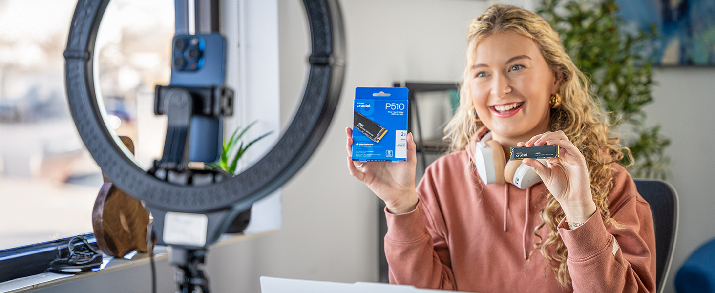 SSD Crucial P510 1TB M.2 NVMe PCIe 5.0 Gen5 з радіатором, 11000 МБ/с читання, 9500 МБ/с запис, для ПК та PS5, TLC NAND, внутрішній накопичувач
