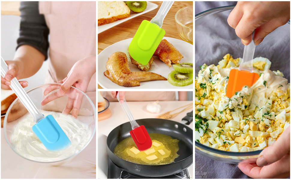 Набір силіконових шпателів Vicloon (4 шт.) для випічки, приготування їжі та змішування, термостійкі, антипригарні, BPA Free